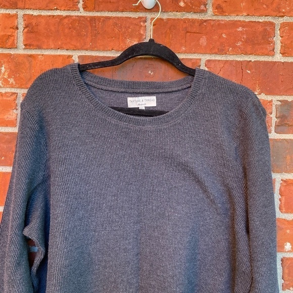 Madewell Texture and Thread Womens 2X Gray Jaquard Knot Front Ribbed Top - Picture 2 of 9